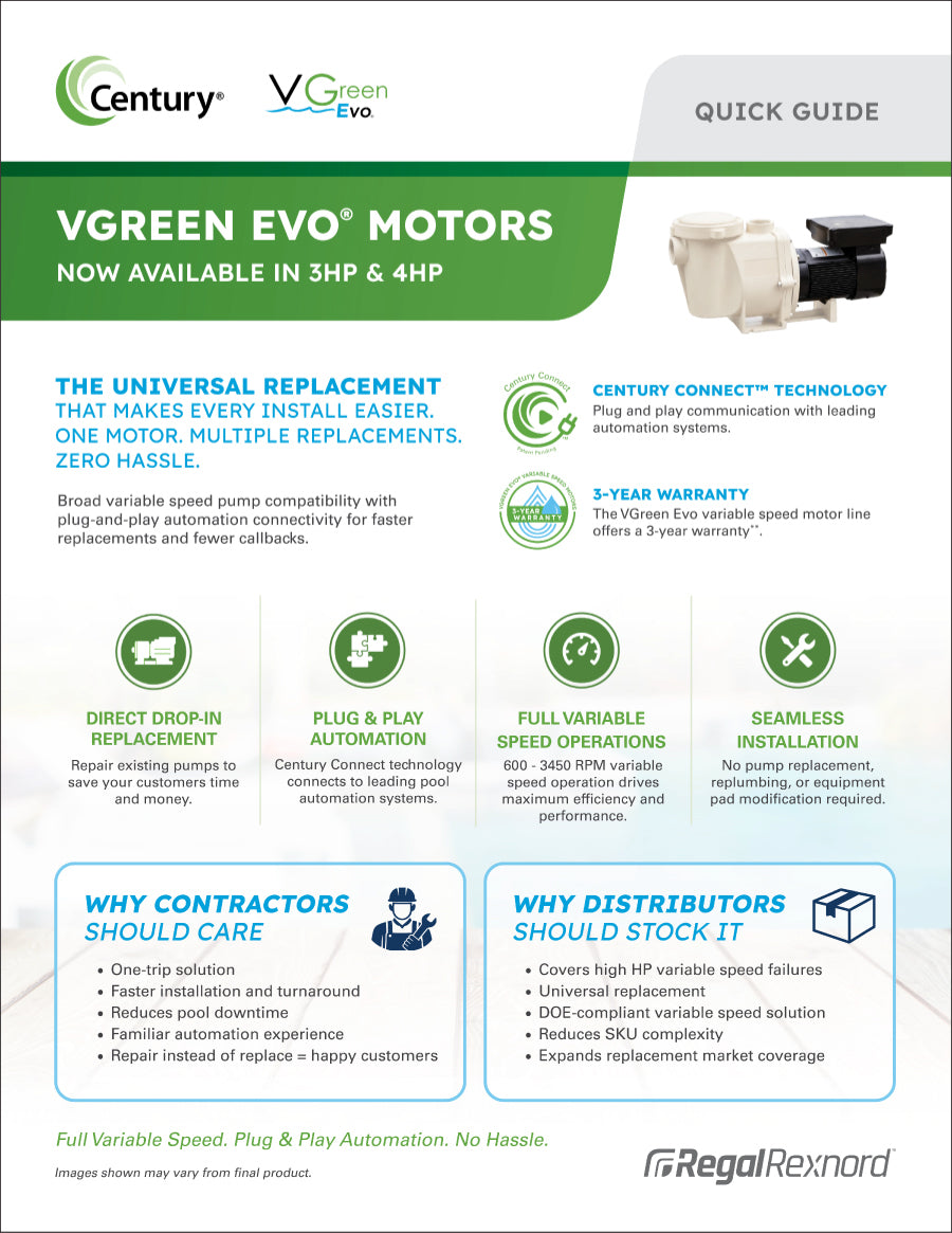 MCF-13378 Century Green Evo Motors Quick Guide - Limit 100